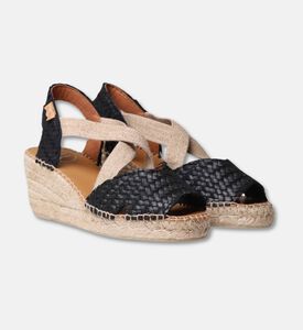 Toni Pons Salina Leather Raffia High-wedge Open-toe Espadrille, Black, Eu-40, Packshot View