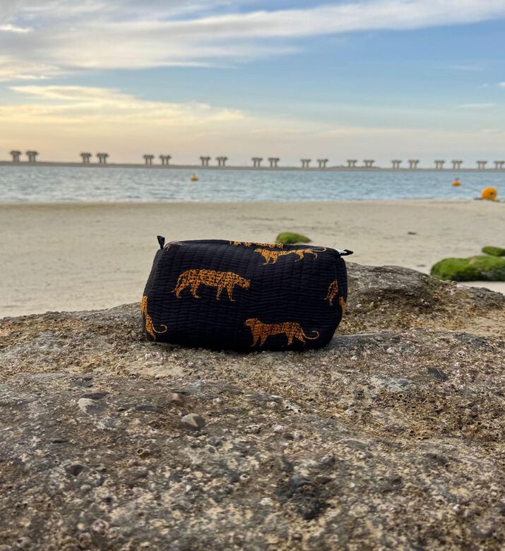 Tohfa Luxe Cora Handmade Block Printed Large Pouch, Packshot View