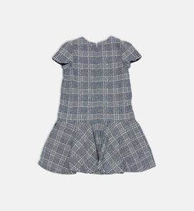 Checkered Ruffled Drop-waist Short-sleeve Dress