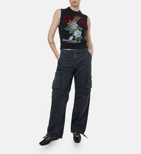 Ganni Flower-embroidery Sleeveless Vest, Model View