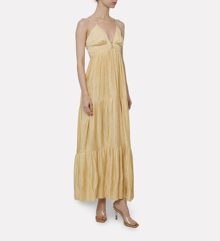 Ba and Sh Strappy Pleated Maxi Dress, Model View