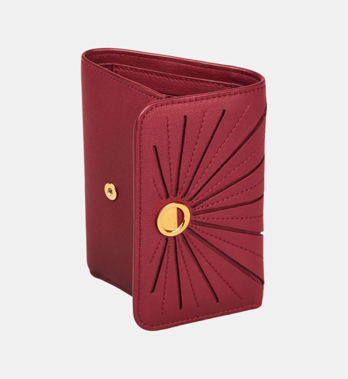 Camille Fournet Signature Pleated Calf Leather Wallet, Burgundy, Packshot View