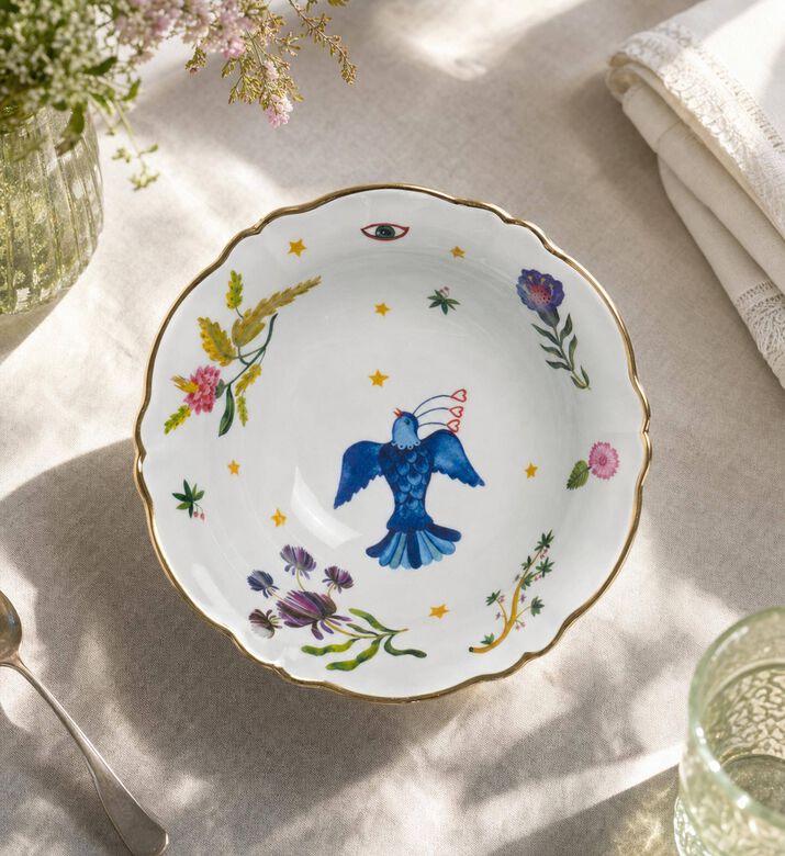 Bitossi Floral Salad Porcelain Bowl, Model View