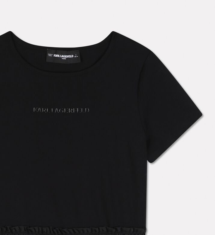 Karl Lagerfeld Logo Smocked-waist Short-sleeve Dress, Packshot View