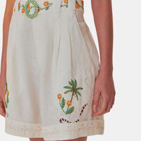 Coconut Tree Macaw Embroidered Richelieu Shorts