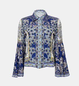 قميص واسع الأكمام بطبعة أزهار على كامله