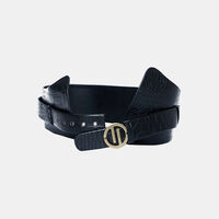 Logo Buckle Textured Belt