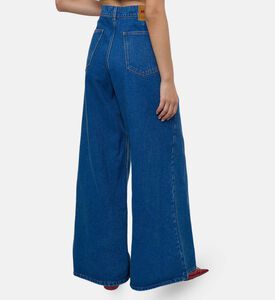 Button Closure Wide-leg Denim Pant