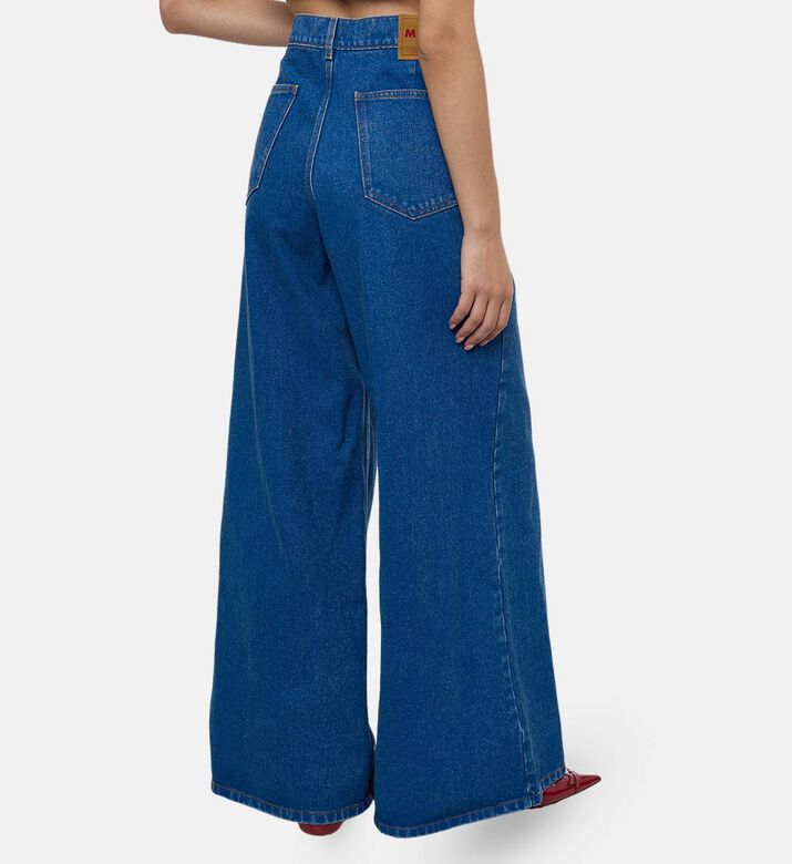 Button Closure Wide-leg Denim Pant