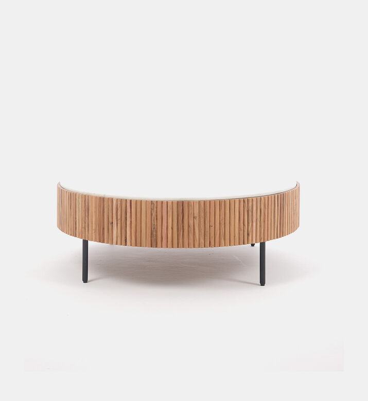 Acacia Wood Ribbed Coffee Table