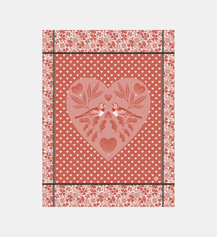 Jacquard Amour Cotton Tea Towel, Red, Packshot View