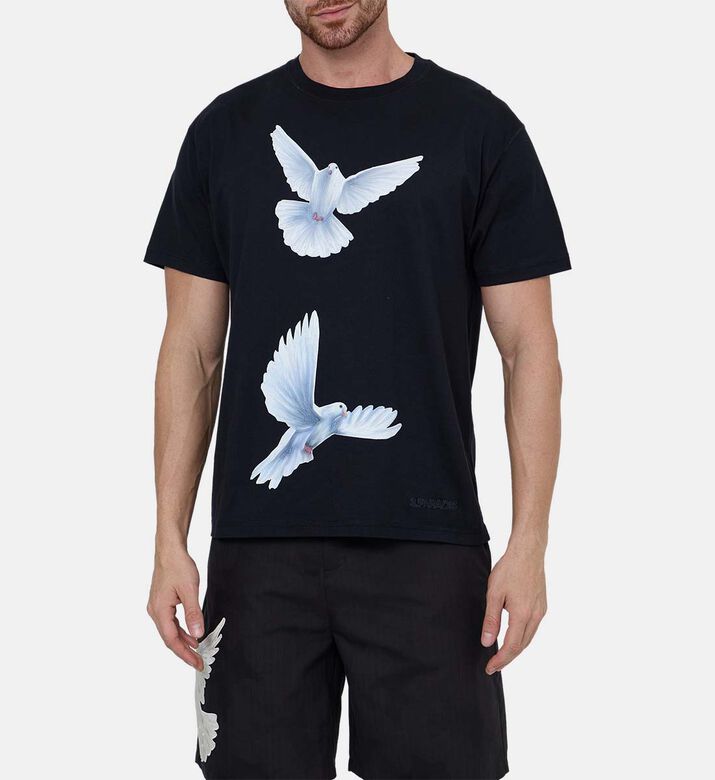 French Terry Cotton Freedom Doves T-shirt