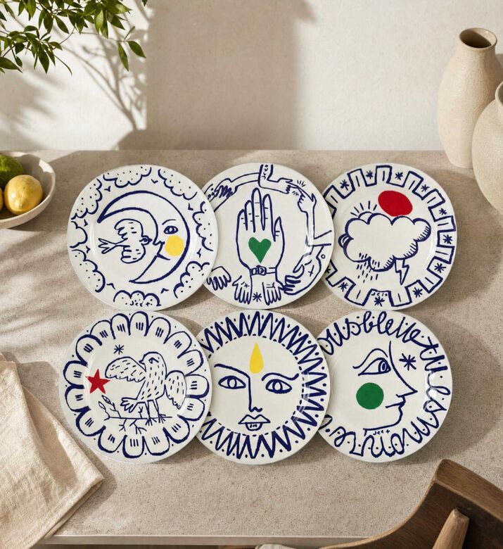 Gien Archipel Sentimental 6-piece Dinner Plate Set, Model View