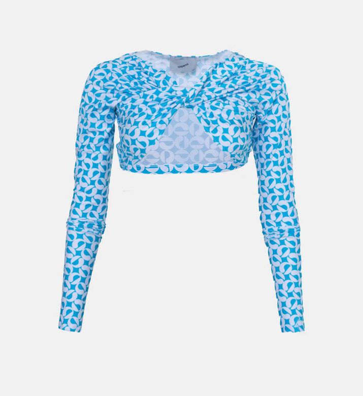 Fabric Monogram Draped Crop Top