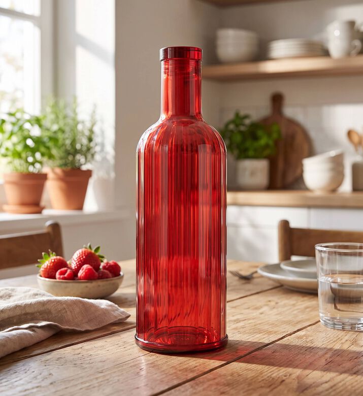 Wd Lifestyle Embossed Colored Acrylic Bottle, Red, Model View