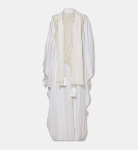 Moonlight Tonal-embroidery Braided Tassel Belt Abaya, Packshot View