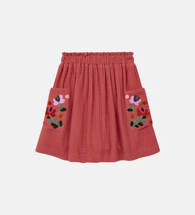 Ruche Double Gauze Cotton Skirt