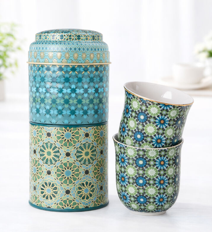 Images d Orient Andalusia Tin Box 2-piece Coffee Cup Set, Packshot View
