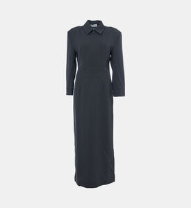 فستان طويل بأكمام طويلة بسحاب إغلاق