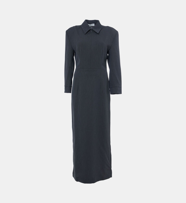 فستان طويل بأكمام طويلة بسحاب إغلاق