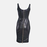 Leather Jersey Zip-up Bodycon Mini Dress Pre-owned