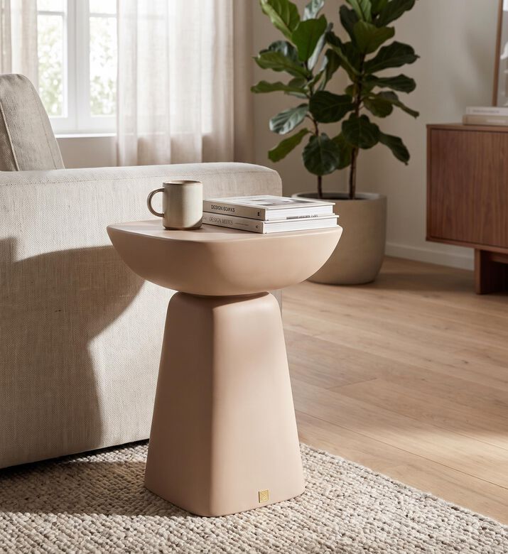 Versmissen Balance Glass Fiber Marbled Stool, Terracotta, Packshot View