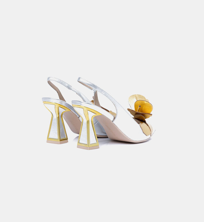 صندل جلد لامع بسير خلفي مفتوح