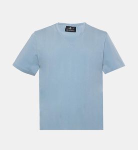 تيشيرت قطن بأكمام قصيرة بياقة في