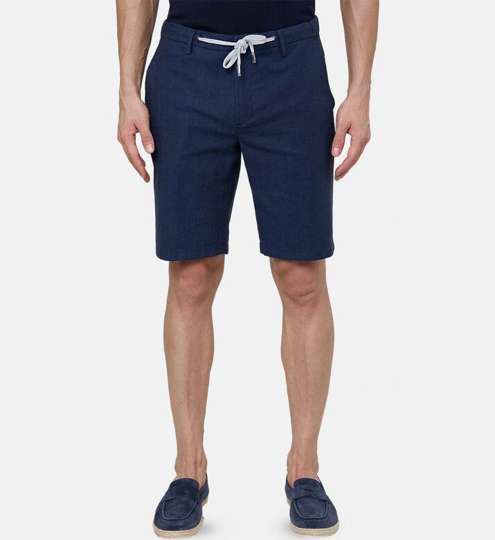 Drawcord Cotton Linen Blend Shorts
