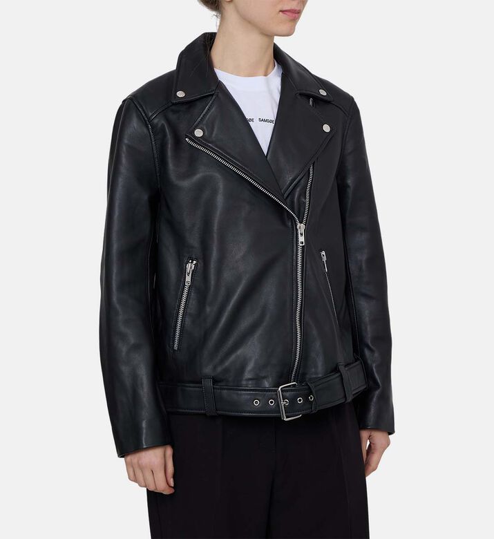 Sawinona Leather Regular-fit Biker Jacket