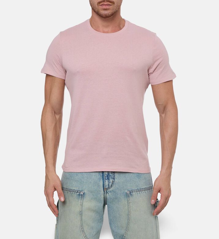 Galeries Lafayette Shishron Organic Cotton T-shirt, Light-pink, M, Model View