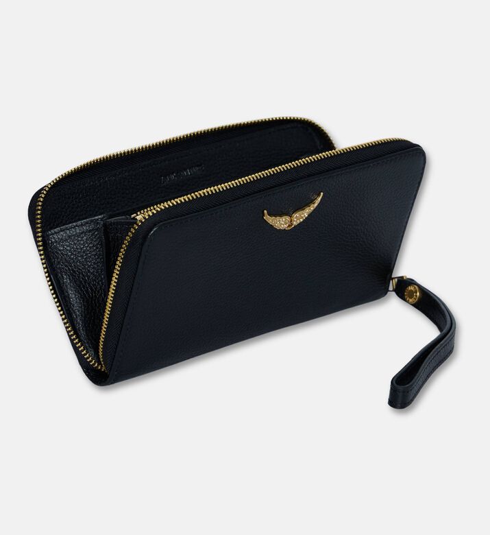 Zadig et Voltaire Compagnon Grained Leather Wallet, Black, Packshot View