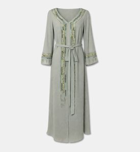 Suzy Matar Embroidered V-neck Belted Dress, Packshot View