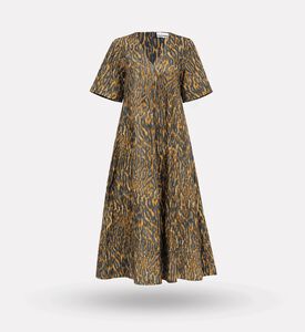 Ganni Leopard-print Short-sleeve Flared Dress, Packshot View