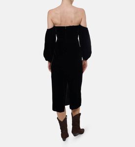 Forte-Forte Velvet Sweetheart Neck Midi Dress, Model View