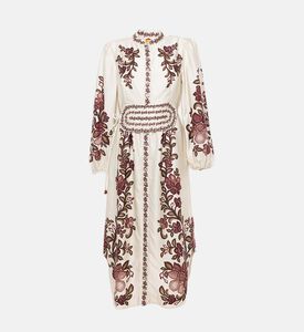 Farm Rio Floral-embroidery Mid-calf Kaftan Dress, Packshot View