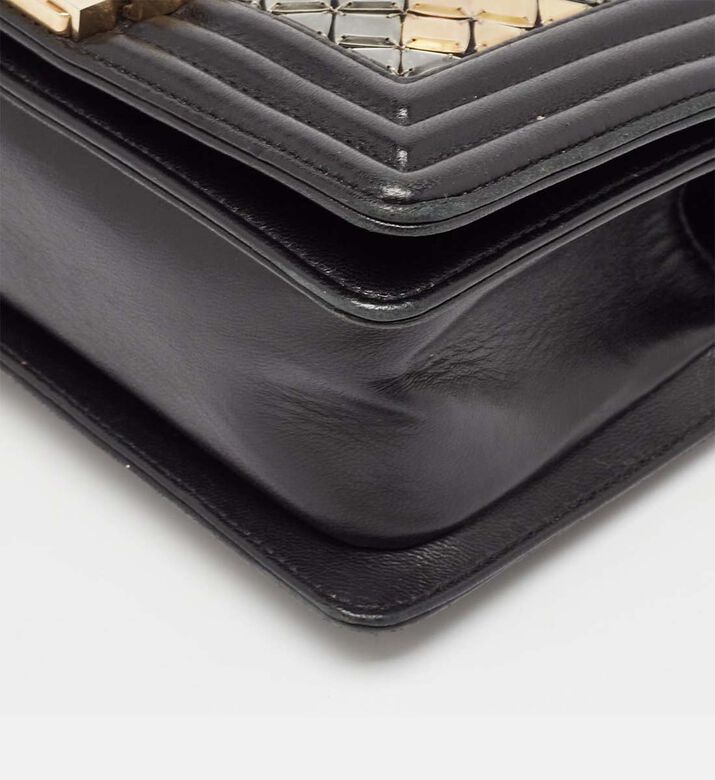 Chanel Leather Sequins Tile Brasserie Mosaic Small Boy Bag Preowned Chanel Leather Sequins Tile Brasserie Mosaic Small Boy Bag Preowned