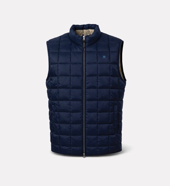 Hackett London Ultra-high Neck Zip Fastening Vest, Navy, L, Packshot View