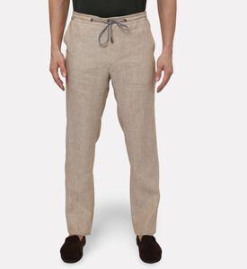 Corneliani Relaxed-fit Flax Drawstring Pants, Beige, 56, Model View