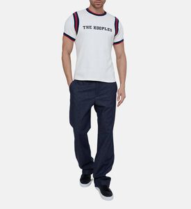 تيشيرت مخطط بشعار متباين بقصة ضيقة