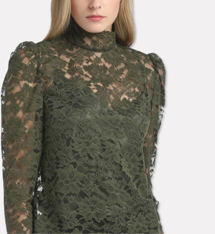 Luisa Spagnoli Luchetto Floral-lace Gathered Shoulders Blouse, Model View