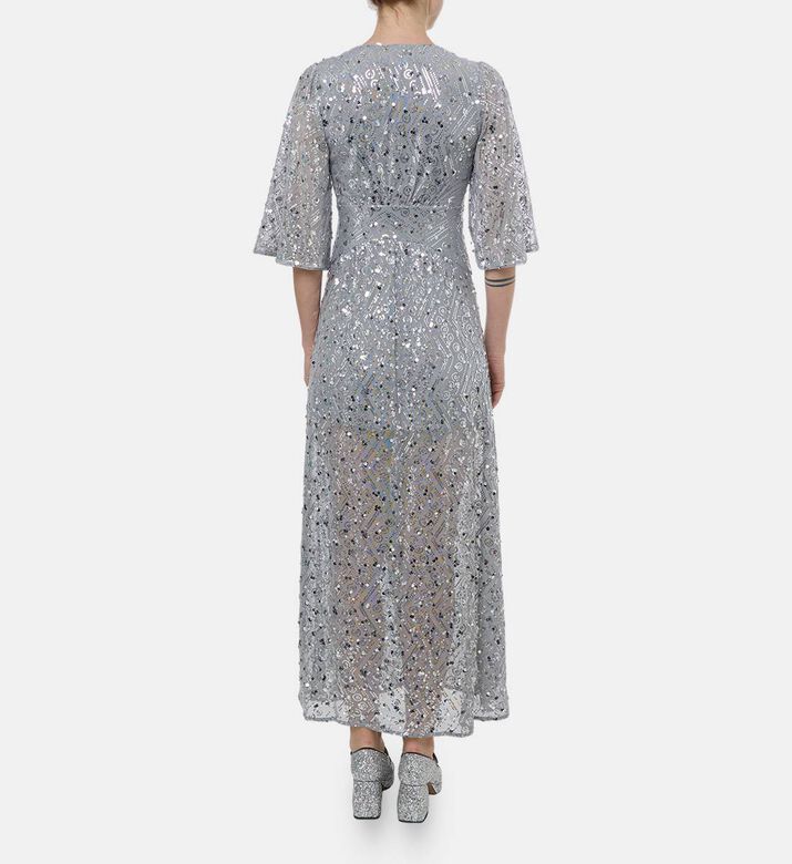 Ba and Sh Sequin-embellishment Flared Dress, Model View