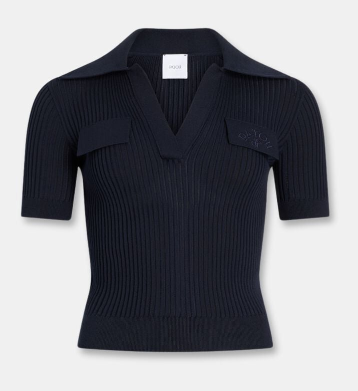 Patou Polo Knit, Blue, L, Packshot View