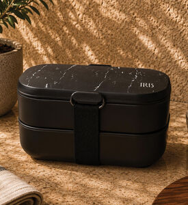 Iris Barcelona Bento Leaf-print Cutlery Lunchbox, Black, 1.35-l, Packshot View