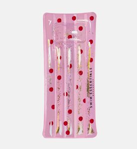 عوامة بشكل سرير مائي متين بي في سي بلون وردي لامع مرقط