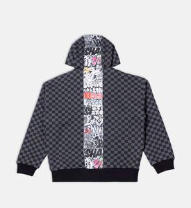 هودي غرافيتي بتصميم ممزق بسحاب