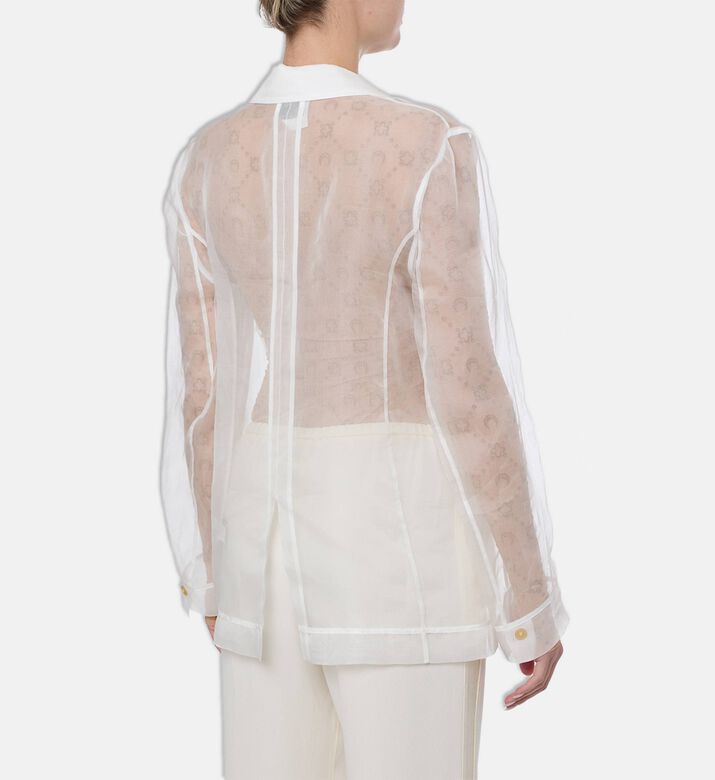 Forte-Forte Silk Organza Blazer-style Jacket, White, S, Model View