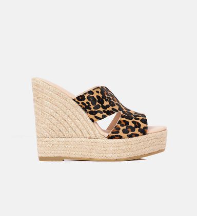 Animal Print Wedge Slippers
