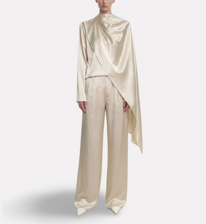 JW PEI Asymmetric Drape High Neck Cape Top, Model View