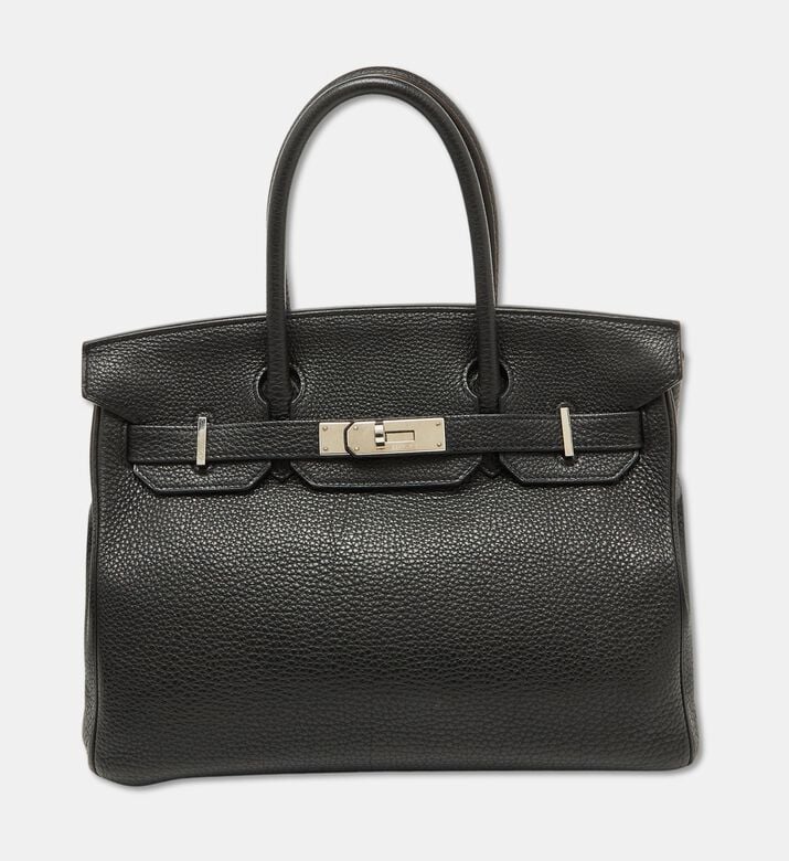 Hermes Preowned Hermes Noir Togo Leather Palladium Finish Birkin 30 Bag, Packshot View